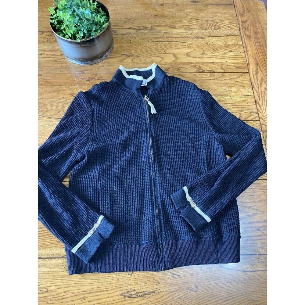 ST. John Sport Small Vintage Black Full Zip Blazer Coat Jacket Gold Embroidery